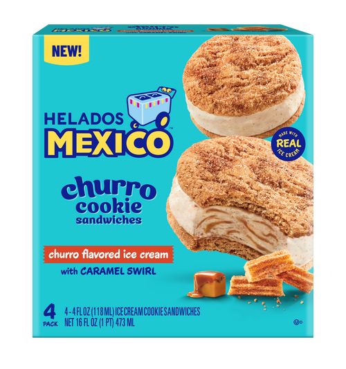 Churro Cookie Sandwich with Chocolate Swirl 4-Pack – Helados Mexico