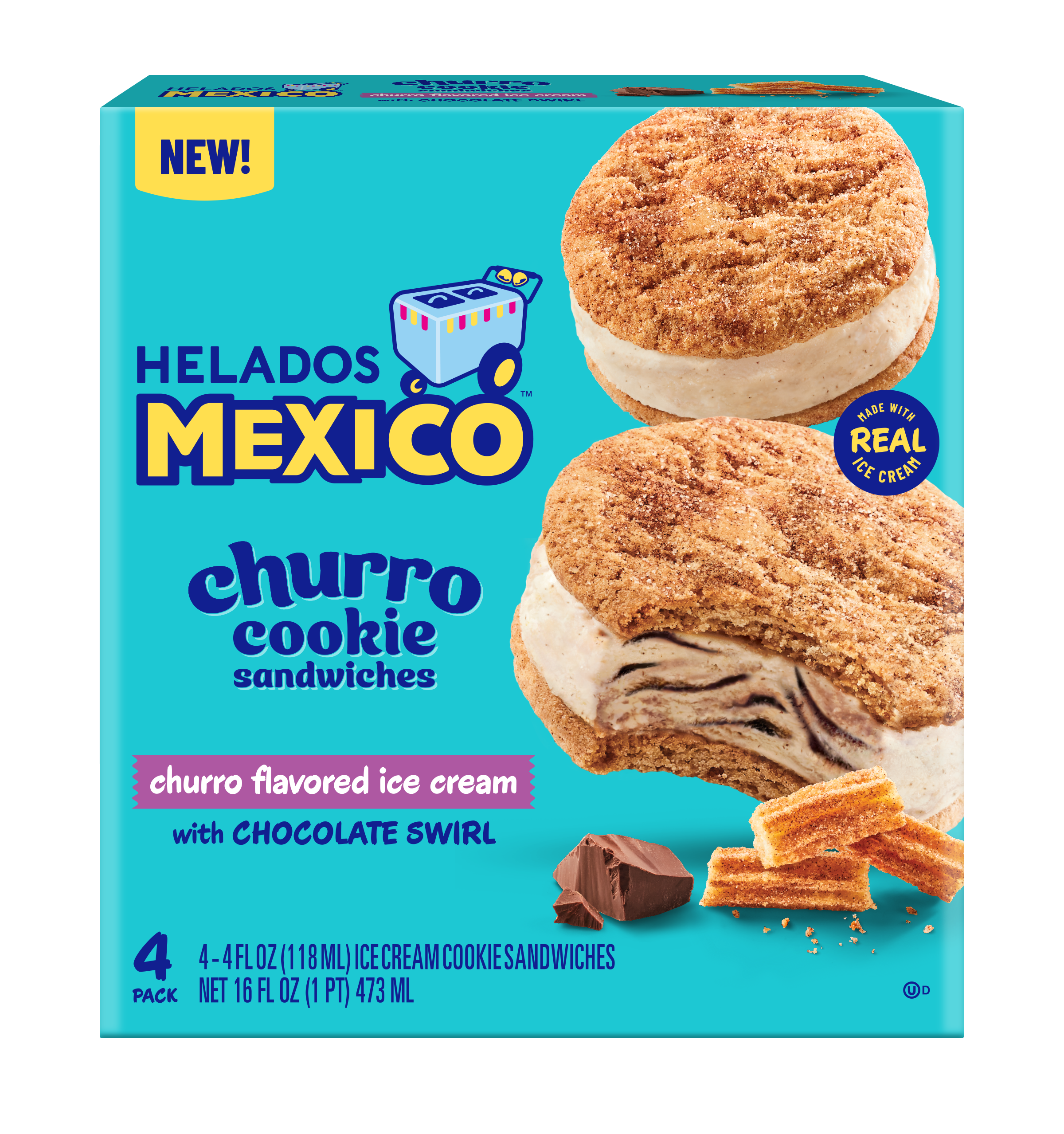 Churro Cookie Sandwich with Chocolate Swirl 4-Pack